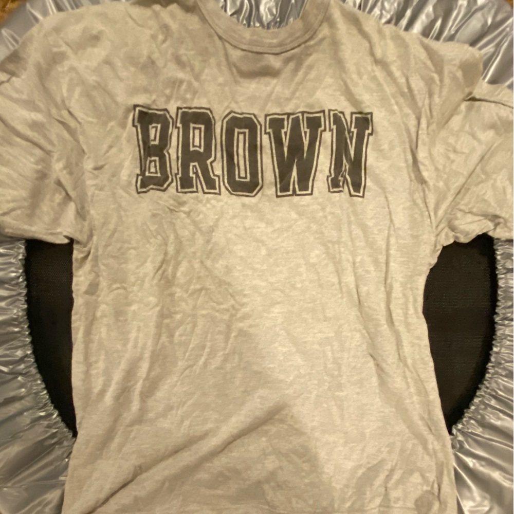 Brown University Gray Short Sleeve Champion T Shirt-Like New-Excellent Condition